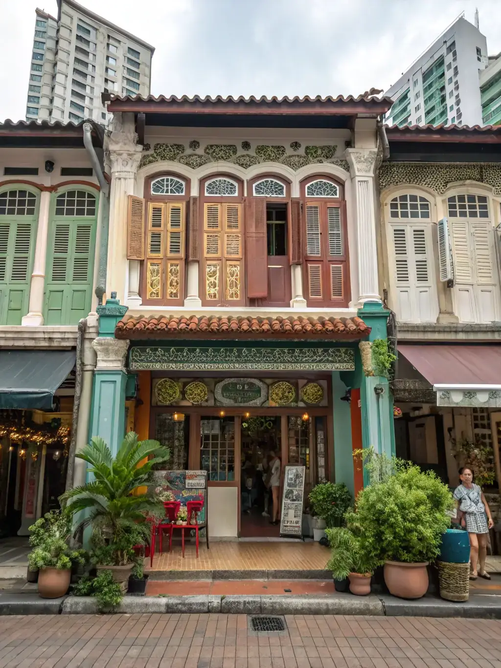 A traditional Singaporean shophouse with a vibrant facade, blending heritage and modern living.